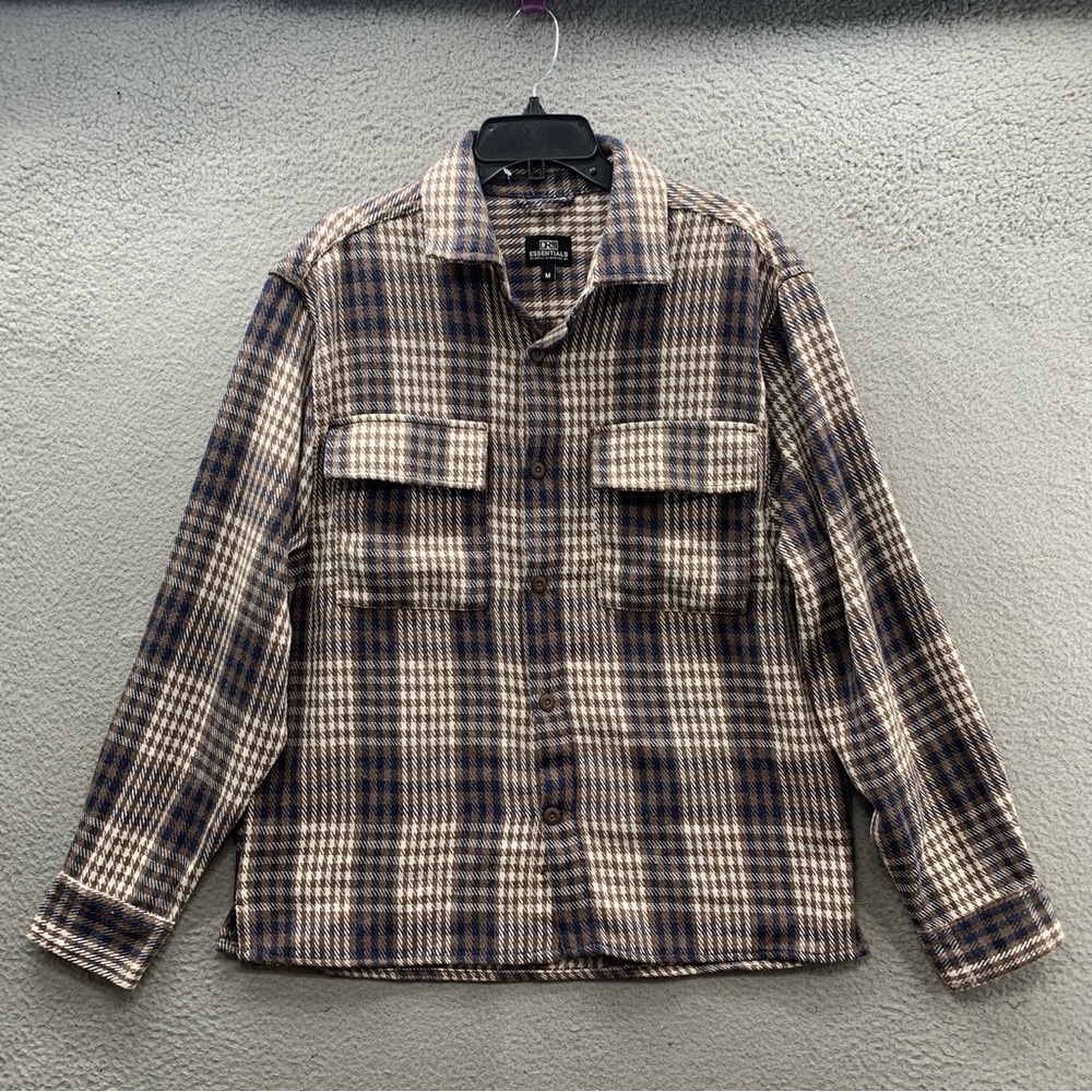 DRL Essentials By Drill Flannel Fleece Shirt Men’s Size M Casual Taupe Bone NWT